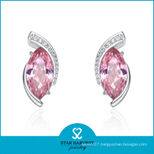 Best Selling Pink CZ Stud Earrings Silver 925 (SH-J0031)